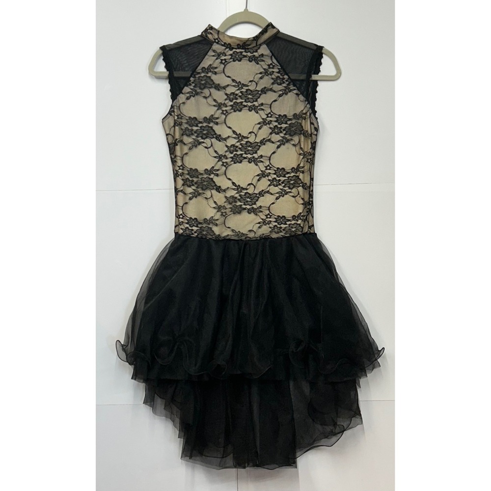 Revolution Black Lace Tulle Lyrical Dance Costume Adult Medium RC21638 Champagne